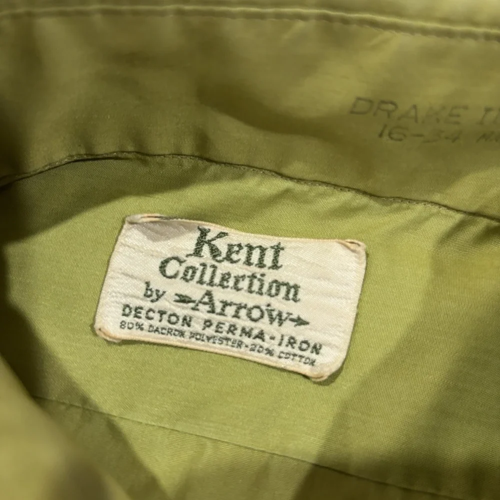 Vintage 70s Kent Collection Arrow Decton Perma Iron Button Shirt Men's 16 34